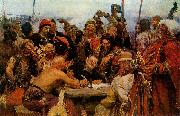 llya Yefimovich Repin The Reply of the Zaporozhian Cossacks to Sultan of Turkey painting